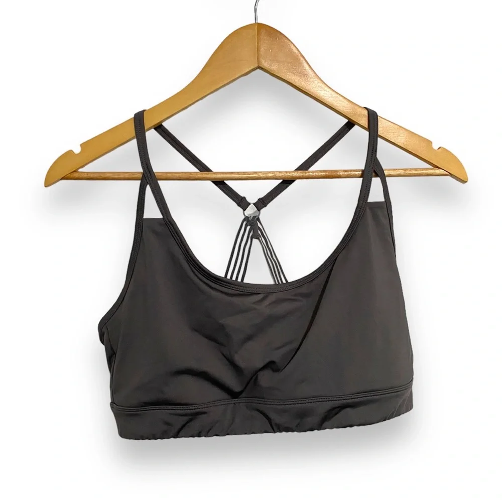 MARIKA Laser Cut Steel Grey Sport Bra Low Impact Yoga Workout Bra Sz XL